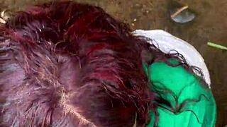 brazilian ebony tattooed stranger begs for monster cock in risky forest fuck nearly caught