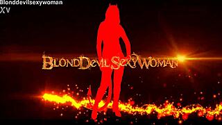 Blonde milf's glued dress hides what panties barely cover now?