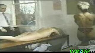 blonde teen punished with spanking in classroom then garage fuck