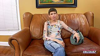 short-haired brunette unity takes brutal mouth and pussy pounding before swallowing hot cum