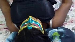 juicy ebony bbw's fat ass and big tits get licked massaged in homemade anal tease session