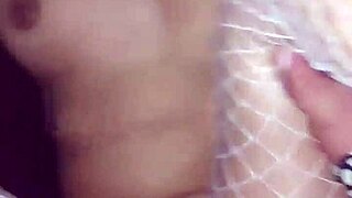 skinny latina otaku in fishnets bent over for creampie doggy quickie