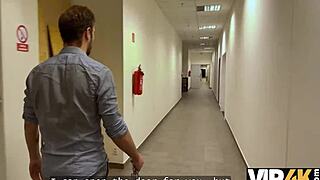 karina king shakes big fake boobs to settle office debt with vip4k boss