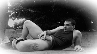 i rip my pants kicking like in kickboxing then stroke my huge muscle cock hard