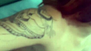 Married redhead sucks husband then swing house stranger bareback creampie facial finish