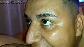 couple eyes lock as i eat wife's fat pussy before missionary creampie domination