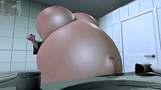 Brunette's Belly Swells From Pill Inflation Session