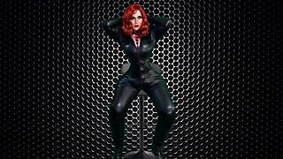 Granny Carmen's Gloved Lips Devour His Metal Cock Deep