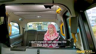 fake taxi picks up pink haired british babe who rides cock doggystyle then creampie pussy