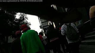 i saw this latina teen's tight jeans hugging her huge ass and couldn't look away voyeur style... damn