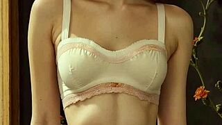 sexy lingerie models tease in flower panties showing cute barefoot feet