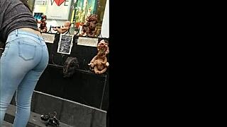 i saw this latina teen's tight jeans hugging her huge ass and couldn't look away voyeur style... damn