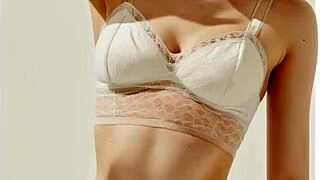 sexy lingerie models tease in flower panties showing cute barefoot feet