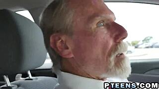 old dude pounds naughty teen's big tits in wild doggystyle cowgirl bang!