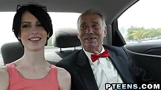old dude pounds naughty teen's big tits in wild doggystyle cowgirl bang!
