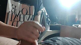 She strokes his cock promising creampie on her tight pussy
