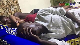 Threesome on Family Bed: Chubby Ebony Milf Fucked by Husband's Brother Big Black Cock