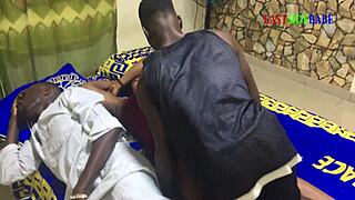 Threesome on Family Bed: Chubby Ebony Milf Fucked by Husband's Brother Big Black Cock