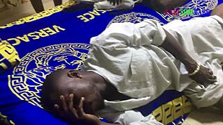 Threesome on Family Bed: Chubby Ebony Milf Fucked by Husband's Brother Big Black Cock