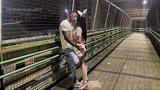 Fucked Brazilian Slut Bareback Ass in Busy Moving Avenue