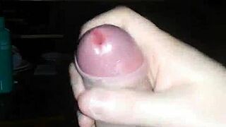 Transsexual strokes huge cock until massive cumshot sprays everywhere