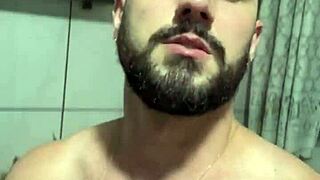 casually home alone stroking huge cock turns into wild solo session