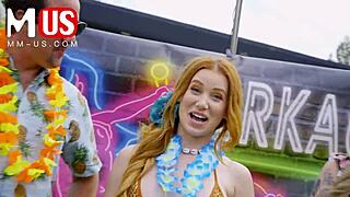 Jerkaoke summertime orgy bends over models in wild group handjob game