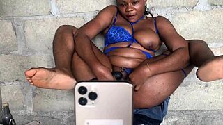 crazy curvy ebony fan on video call begs for huge black cock cum