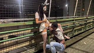 Fucked Brazilian Slut Bareback Ass in Busy Moving Avenue