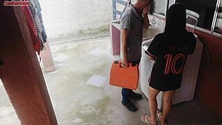 Housewife pays repairman with juicy brazilian ass bareback while cuckold husband away moaning loud