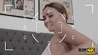 Posing beauty rims ass before epic blowjob facial surprise.