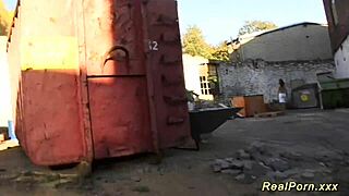 german teen chokes on monster big cock deepthroat outdoors aching for more