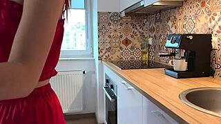 neighbors sneak into kitchen for hot kissing fingering and steamy sex 😘🔥