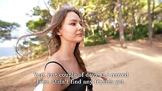 Stranger pov park anal creampie bends her over in public forest thrill.