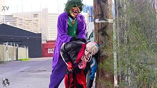 What if Harley Quinn meets Joker clown for huge BBC ass pounding cosplay?