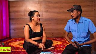 Damn, beautiful Indian bhabhi cheats with boss guard doggystyle dirty talk at office! 😈🍑🔥