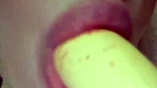 elzakom teases her sweet pussy lips with dildo so pretty