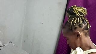 Hot braided teen slut sucks masked man's cock then rides doggystyle?