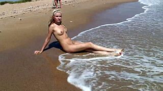 gorgeous 18+ teen agnes bares her curves seductively by the ocean