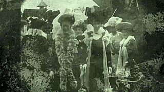 vintage threesomes unfold with hairy beavers and retro lesbian group action