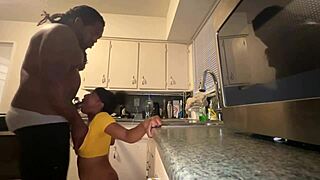 Stepsister's tight ass takes homie BBC pounding in family kitchen drama creampie chaos