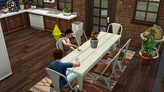 sims pound wet pussies in steamy gym sauna session