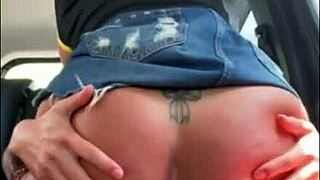 horny brazilian milf sits bareback on cock mid car trip