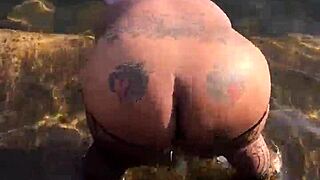 Hazelnutxxx shakes her wild big black ebony ass outdoors