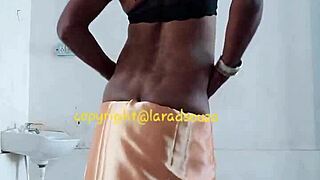 i'm slutty lara dsouza crossdressing sexy in orange saree