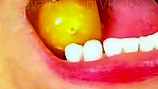 She chews carrot bites for vore swallow