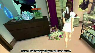 In the Sims 4 machinima, college teen crams with mommy's rough creampie roleplay