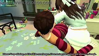 In the Sims 4 machinima, college teen crams with mommy's rough creampie roleplay