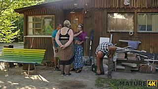 Blonde Diana's Huge Tits Cum Drenched by Strangers