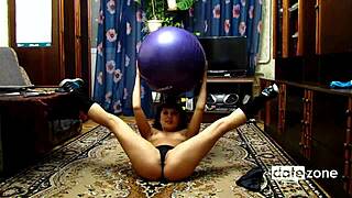 Hey, watch this naked amateur hottie bounce on exercise ball during workout?